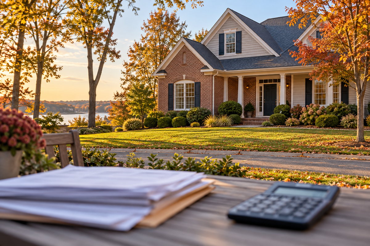 A Southern Maryland home in autumn, illustrating property tax and homestead credit questions.